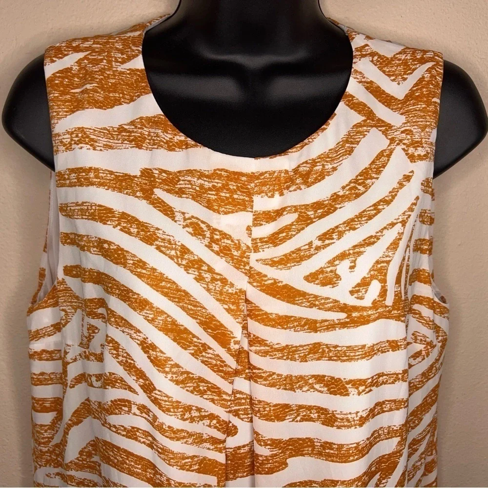 NEW SIZE 12 H&M YELLOW WHITE SLEEVELESS DRESS COLORFUL LINED